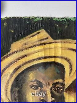Vintage Original Oil Painting On Canvas Daper Black American 1940's -Signed