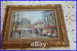 Vintage Original Oil Painting Signed S. Burrnet Framed Paris Street Scene