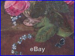 Vintage Original Oil Painting Still Life Floral STUNNING on Canvas Signed 22x28