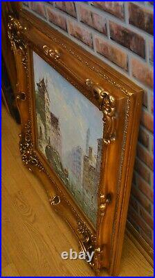 Vintage Original Oil Painting Still Street Scene By Burnett Signed Framed