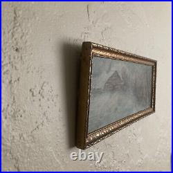 Vintage Original Oil Painting Thin Rectangular -Snowy Nocturne Landscape -Signed