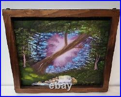 Vintage Original Oil Painting Woodland Landscape Signed Ornate Frame 22 X 18