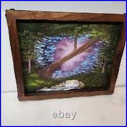 Vintage Original Oil Painting Woodland Landscape Signed Ornate Frame 22 X 18