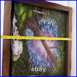 Vintage Original Oil Painting Woodland Landscape Signed Ornate Frame 22 X 18