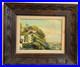 Vintage Original Oil Painting of a Spanish Castle Signed Carved Frame