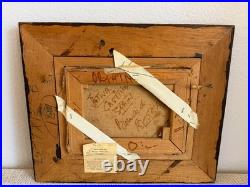 Vintage Original Oil Painting of a Spanish Castle Signed Carved Frame