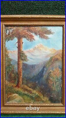 Vintage Original Oil Painting on Board by Hedges Framed 1928 Mountain Landscape