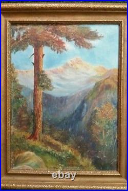 Vintage Original Oil Painting on Board by Hedges Framed 1928 Mountain Landscape