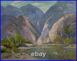Vintage Original Oil Painting on Canvas Impressionist Landscape Signed Framed