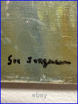 Vintage Original Oil Painting on Canvas Impressionist Landscape Signed Framed