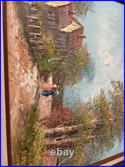 Vintage Original Oil Painting on Canvas Signed L. Favola Framed Landscape