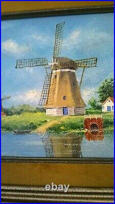 Vintage Original Oil on Board Holland Windmill Signed Henry Ketting Olivier 1978