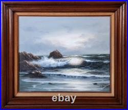 Vintage Original Oil on Canvas Painting Seascape Artist Signed 32Lx28H Framed