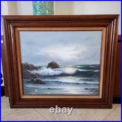 Vintage Original Oil on Canvas Painting Seascape Artist Signed 32Lx28H Framed Vintage Original Oil on Canvas Painting Seascape Artist Signed 32Lx28H Framed