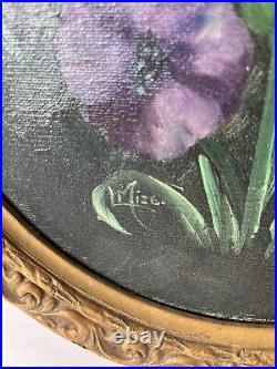 Vintage Original Oval Oil Painting Flowers-Signed by Lelia Mize