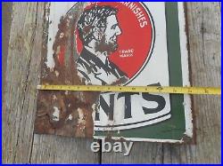 Vintage Original PORCELAIN ABRAHAM LINCOLN PAINTS Advertising FLANGE SIGN