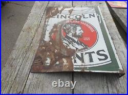 Vintage Original PORCELAIN ABRAHAM LINCOLN PAINTS Advertising FLANGE SIGN