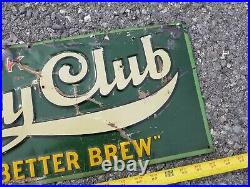 Vintage Original Painted Tin Tacker City Club Beer Sign 1940's