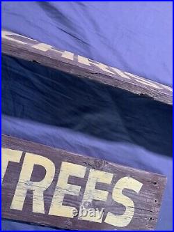 Vintage Original Painted Yellow Lettering Wood Christmas Tree Farm Signs