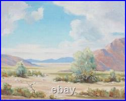 Vintage Original Painting California Mojave Desert Smoke Trees Landscape