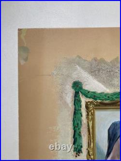 Vintage Original Painting Illustrative Advertisement Madonna + Child Signed Hall
