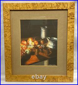 Vintage Original Pat Longley Gouache Miniature Painting Candlelight Signed