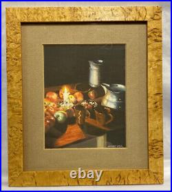 Vintage Original Pat Longley Gouache Miniature Painting Candlelight Signed