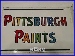 Vintage Original Pittsburgh Paints Double Sided Porcelain Flange Sign