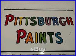 Vintage Original Pittsburgh Paints Double Sided Porcelain Flange Sign