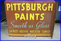 Vintage Original Pittsburgh Paints Flange Sign Not Porcelain