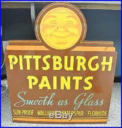 Vintage Original Pittsburgh Paints Flange Sign Not Porcelain