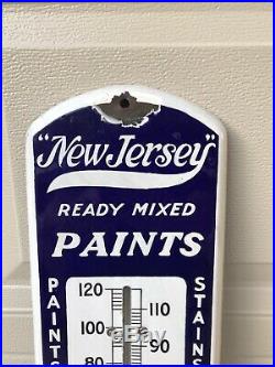 Vintage Original Porcelain New Jersey Paints Thermometer SignNICE