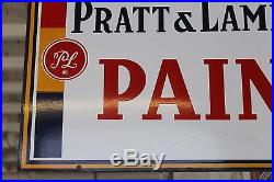 Vintage Original Pratt & Lambert Paint Double Sided Porcelain Sign