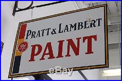 Vintage Original Pratt & Lambert Paint Double Sided Porcelain Sign