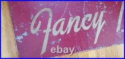 Vintage Original Restaurant Sign Lynn's Fancy Beef Red Metal Painted