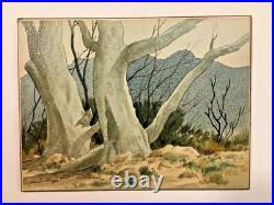 Vintage Original SW Landscape Watercolor Ancient Trees signed Jerry Becker