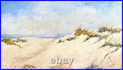 Vintage Original Seascape Beach Oil Painting Wood Frame Signed By Betty Craig