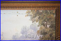 Vintage Original Signed Framed Oil Painting Country Home Spring Landscape c1920s