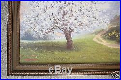 Vintage Original Signed Framed Oil Painting Country Home Spring Landscape c1920s