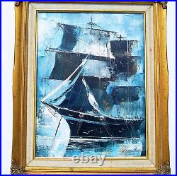 Vintage Original Signed Framed Tall Ship Oceanscape Marine Nautical Oil Painting