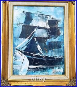 Vintage Original Signed Framed Tall Ship Oceanscape Marine Nautical Oil Painting