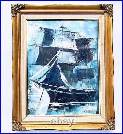 Vintage Original Signed Framed Tall Ship Oceanscape Marine Nautical Oil Painting