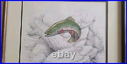 Vintage Original Signed Frank Burt Smoot Trout Watercolor Painting