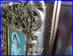 Vintage Original Signed Portrait Oil Painting Embossed Frame LOCAL PICKUP ONLY