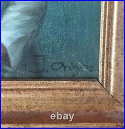 Vintage Original Signed Portrait Oil Painting Embossed Frame LOCAL PICKUP ONLY