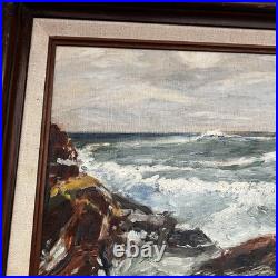 Vintage Original Signed Seascape Oil Painting RockyCoast Ocean Waves Framed Vintage Original Signed Seascape Oil Painting RockyCoast Ocean Waves Framed