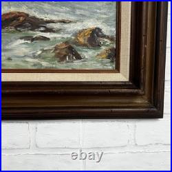 Vintage Original Signed Seascape Oil Painting RockyCoast Ocean Waves Framed Vintage Original Signed Seascape Oil Painting RockyCoast Ocean Waves Framed