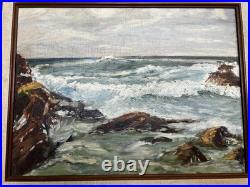 Vintage Original Signed Seascape Oil Painting RockyCoast Ocean Waves Framed Vintage Original Signed Seascape Oil Painting RockyCoast Ocean Waves Framed