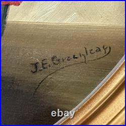 Vintage Original Signed Still Life Flowers in Vase Painting Gilt Oval Framed 22