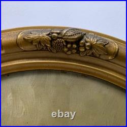 Vintage Original Signed Still Life Flowers in Vase Painting Gilt Oval Framed 22